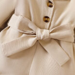 Spring baby girls and children's suit collar long sleeve fashion jumpsuit shorts children's British style lapel waist jumpsuit - Image 4