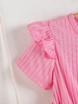 Summer new girl gradient letter print bow belt round neck short sleeve cut-out dress - Image 3