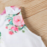 Spring and summer new girls, baby babies, summer white flower pattern sleeveless trousers - Image 4