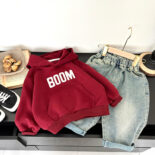 Children's sweatshirt  autumn new products for boys and small children patch embroidery loose baby hooded pullover sweatshirt tide - Image 2