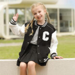 Children's Clothing Boys and Girls Autumn Jacket New Fashionable Style Simple Stitching Baseball Uniform Cropped Jacket Top - Image 4