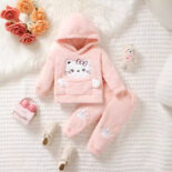 Fall/Winter Kitten Plush Fleece Doll Cute Clothes Long Sleeve Long Pants Hooded Sweatshirt Set