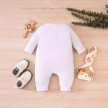 Newborn babies and boys and girls spring and autumn letter printing long sleeves can be opened one-piece crawling clothes tide - Image 2