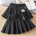 Girls' Woolen Pleated Skirt  for Kids Versatile Skirt for Kids Wear