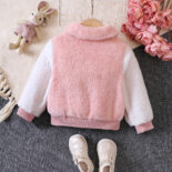 Children's Clothing New Girls Autumn and Winter Short Plush Lapel Casual Jacket - Image 2