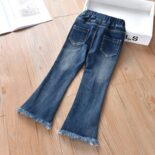 Children's clothing girls' jeans new children's spring and autumn style children's girls loose slightly flared pants - Image 2