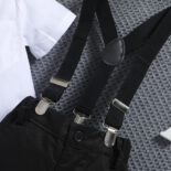 Style children's clothes boys, summer new boys' small suits, baby short-sleeved shirts, bib pants two-piece set - Image 8