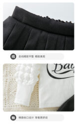 Spring and Autumn style baby girl and children's suit, cute, baby girl, long-sleeved puff sleeve T-shirt, princess skirt, hat 3-piece set - Image 7