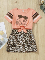 Summer children's fashionable leopard print style dress set - Image 3