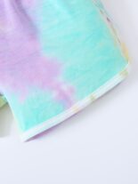 Girls fashion casual tie-dye print short sleeve t-shirt jumpsuit - Image 7