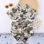 summer foreign trade new boys lapel full print shirt short sleeve set boy casual two-piece set - Image 2