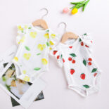 New Summer Baby Newborn Clothes Printed Lemon Flying Sleeve Clothes Baby - Image 2