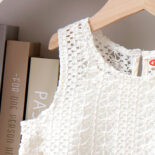 New summer girl suit knitted vest with camisole top and denim shorts three-piece set - Image 7