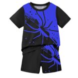 Cross border European and American style boy's spider pattern round neck pullover short sleeved shorts casual set - Image 2