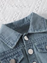 Baby girl spring and autumn sleeveless fawn print dress denim embroidery long sleeve jacket - Image 4