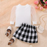 Spring and Autumn New Fashionable Girl Baby Lady Spinning Woolen Children's Set Skirt - Image 2