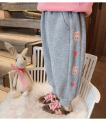 Girls fleece pants autumn winter new sweatpants for small children thickened slacks winter children's sweatpants - Image 9