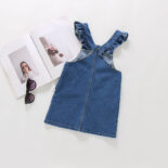 Spring and Autumn children's clothing versatile children's strap skirt tops, baby denim skirts, trendy style, girls' skirts, suspenders - Image 3