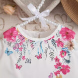 Fly sleeve floral print crewneck top + solid color shorts + belt - Image 3