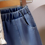 New summer girl suit knitted vest with camisole top and denim shorts three-piece set - Image 8