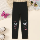Girls and children's trousers, butterfly print, children's spring and autumn new style baby girls casual and versatile leggings