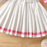 Spring and Autumn New Girls Sports Casual Letter Towel Embroidery Baseball Uniform Jacket + Pleated Skirt Set - Image 4