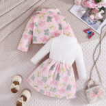 Autumn and winter new version of the lapel print fashion jacket + monogram print dress fur girl suit - Image 2