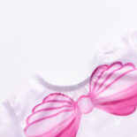 Girls short sleeved elastic round neck fish scale print one-piece triangle swimsuit - Image 5