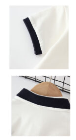 Embroidered Fawn POLO shirt puff sleeves worn outside the niche authentic style stand collar denim thin small fresh - Image 6