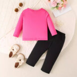 Caby baby girl baby spring and autumn cartoon avatar hot stamping long sleeve top trousers casual set - Image 2