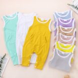 Summer New Summer Infant and Toddler Male and Female Baby Tank Top Striped Long Leg Crawler Dress