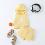 Girls Summer Print Casual Tracksuit Kids Cap Collar Pullover Vest T Two Piece Dress