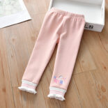 Girls' leggings new children's wear thickened one-piece velvet baby fleece pants - Image 3