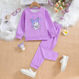 Girls' Autumn Clothes Kulomi Set New Children's Style Sweatshirt Girls Autumn Athletic Pants Two Piece Set