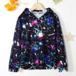 Children's wear, tie-dye sweatshirts, children's hooded sweatshirts, , spring and autumn tops, hip-hop trends, versatile sweatshirts, autumn clothes