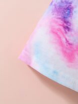 Girls' fashion suit, tie-dye random print, short sleeve casual two-piece set - Image 6