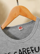 Summer Boys Fashion T-Shirt Fun Letter Print Short Sleeve Top - Image 3