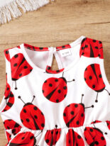 Seven-star ladybug print sleeveless dress + shirt jacket set daily hundred - Image 9