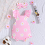 New Children's Clothes Baby Summer Short Sleeve Casual Clothes Crawling Clothes Girls Headwear Baby One-piece Coversuit - Image 2
