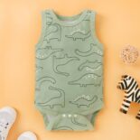 New Summer Cute Baby Boy and Girl Pattern Printed Sleeveless Tank Top Triangle - Image 4