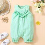 Children's clothing, summer girls, solid color casual sleeveless children's baby vest, jumpsuit