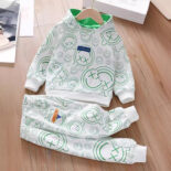 Girls' Spring and Autumn Outfit New Boys' Baby Clothes Children's Autumn Two-Piece Trendy Children's Clothes - Image 2