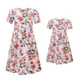 Parent-child mother-daughter dresses, girls' floral skirts, children's princess dresses - Image 3