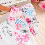 Girls' suits, sweet printed crewneck tops, solid color trousers, two-piece suits, fashionable - Image 6