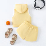 Girls Summer Print Casual Tracksuit Kids Cap Collar Pullover Vest T Two Piece Dress - Image 2