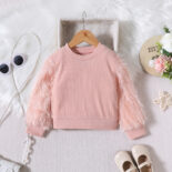 Children's clothing  style plush long-sleeved round neck pullover top with plush short skirt two-piece set for small and medium-sized children - Image 4