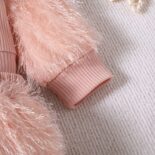 Children's clothing  style plush long-sleeved round neck pullover top with plush short skirt two-piece set for small and medium-sized children - Image 6
