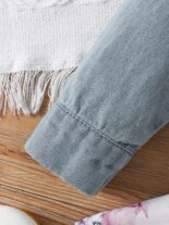 Baby girl spring and autumn sleeveless fawn print dress denim embroidery long sleeve jacket - Image 9