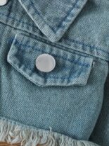 Baby girl spring and autumn sleeveless fawn print dress denim embroidery long sleeve jacket - Image 5