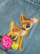 Baby girl spring and autumn sleeveless fawn print dress denim embroidery long sleeve jacket - Image 6